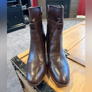 Elegant Dark Brown Leather Ankle Boots